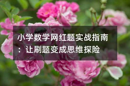 小学数学网红题实战指南:让刷题变成思维探险
