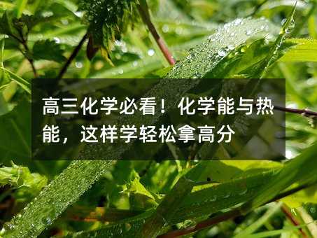 高三化学必看!化学能与热能,这样学轻松拿高分